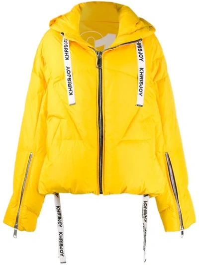 Shop Khrisjoy Hooded Puffer Jacket In Yellow
