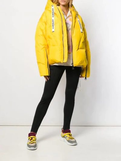 Shop Khrisjoy Hooded Puffer Jacket In Yellow