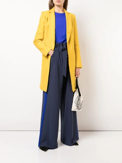 Shop Milly Belted Palazzo Trousers In Blue