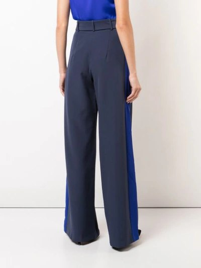 Shop Milly Belted Palazzo Trousers In Blue