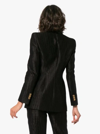 Shop Versace Silk Jacquard Mock Croc Blazer In Black