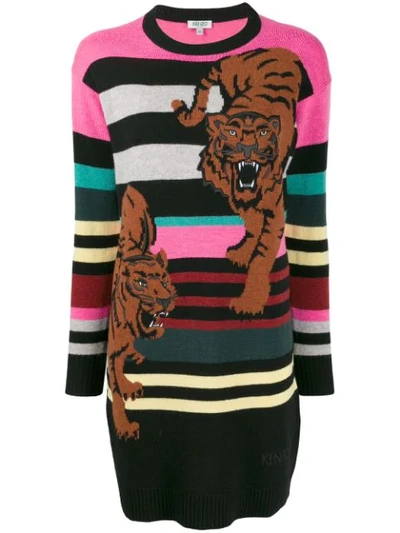 Shop Kenzo Double Tiger Sweater Dress In Brown