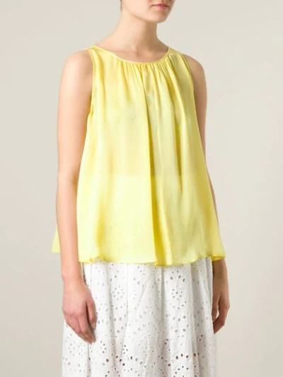 Shop Emanuel Ungaro Pleat Detail Flared Top In Yellow