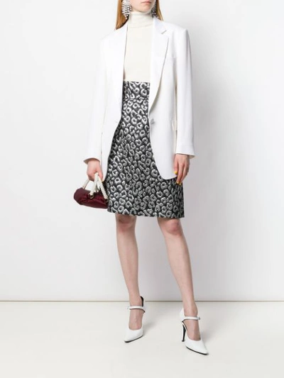 Shop Dolce & Gabbana Leopard Cloqué Skirt In S8350 Black / Grey