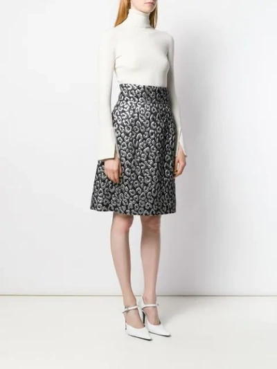 Shop Dolce & Gabbana Leopard Cloqué Skirt In S8350 Black / Grey