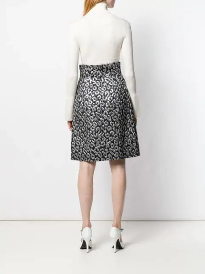 Shop Dolce & Gabbana Leopard Cloqué Skirt In S8350 Black / Grey