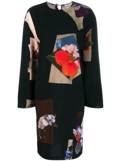Shop Acne Studios Flower Print Midi Dress In Black