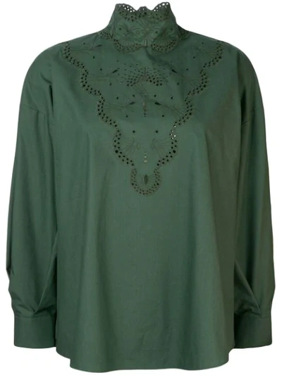 Shop Fendi Long Sleeve Blouse - Green
