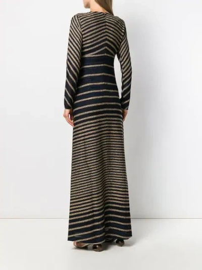 Shop Missoni Chevron-stripe Maxi-dress In Blue