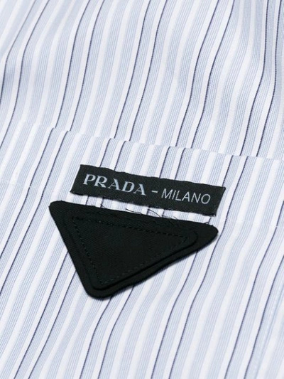 Shop Prada Jersey Sleeve Striped Shirt In Blue
