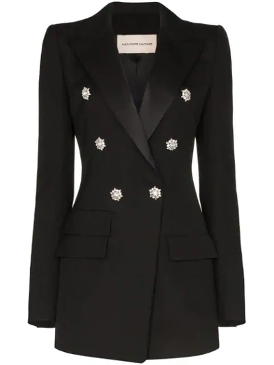 Shop Alexandre Vauthier Double-breasted Crystal Detail Blazer In Black