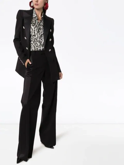 Shop Alexandre Vauthier Double-breasted Crystal Detail Blazer In Black