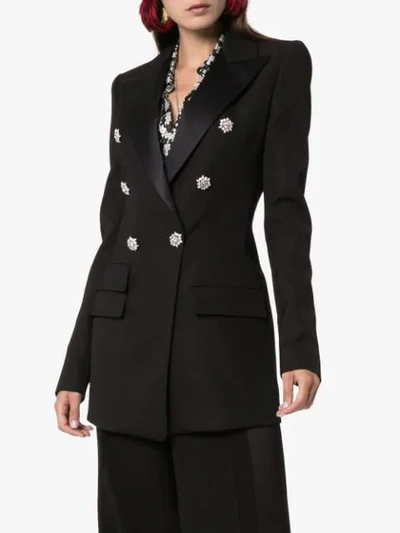 Shop Alexandre Vauthier Double-breasted Crystal Detail Blazer In Black