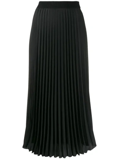 Shop Moncler Pleated Midi Skirt In Black