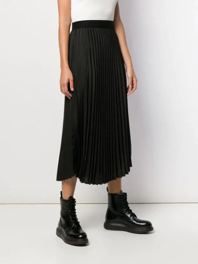 Shop Moncler Pleated Midi Skirt In Black