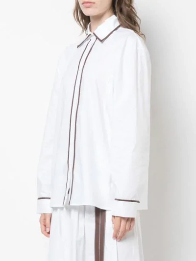 Shop Rosie Assoulin Contrast Piped Trim Shirt In White