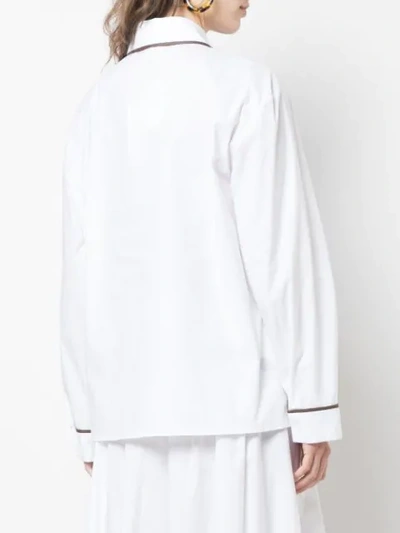 Shop Rosie Assoulin Contrast Piped Trim Shirt In White
