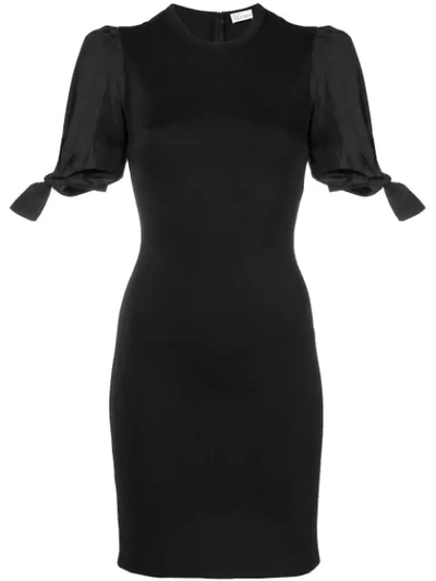 Shop Red Valentino Tied-sleeves Fitted Dress In Black