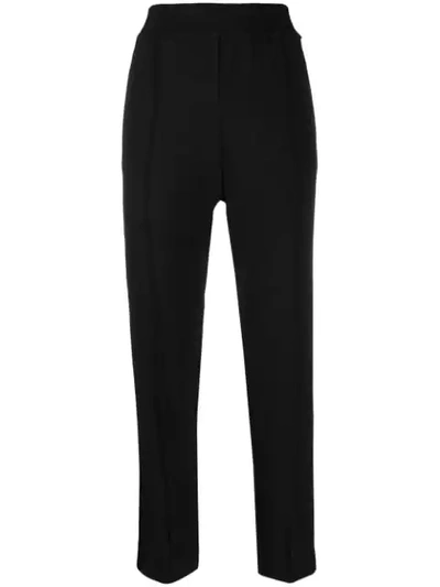 Shop Twinset High-waisted Slim-fit Trousers In Black