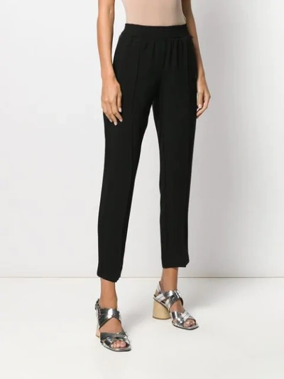 Shop Twinset High-waisted Slim-fit Trousers In Black