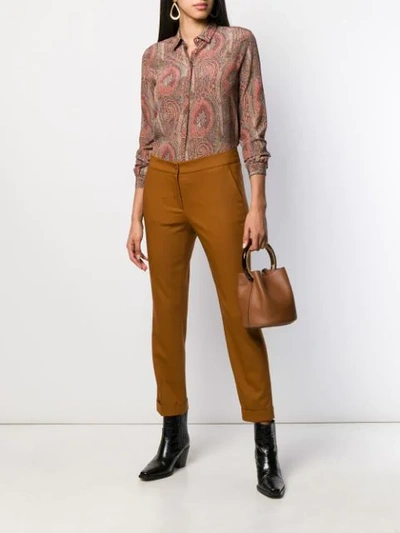 Shop Etro Cropped Tapered Trousers In 150 Ruggine