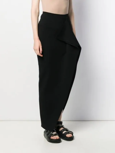 Shop Rick Owens Side Slit Long Skirt In Black