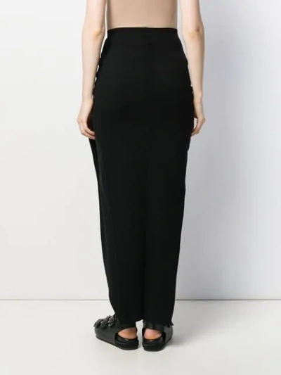 Shop Rick Owens Side Slit Long Skirt In Black
