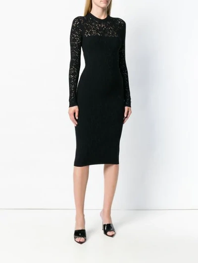 Shop Versace Crochet Knit Dress In Black