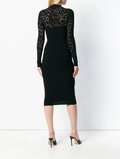 Shop Versace Crochet Knit Dress In Black