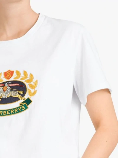 Shop Burberry Embroidered Archive Logo T-shirt In White