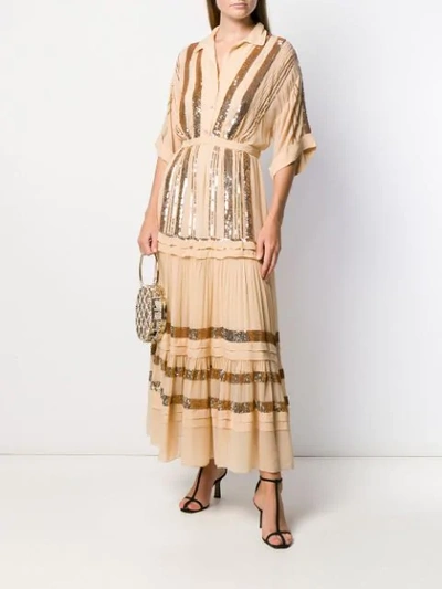 Shop Temperley London Sequined Crepe Maxi Dress In Neutrals
