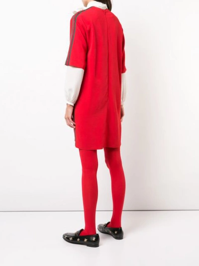 Shop Gucci Stretch Viscose Tunic Dress With Web In Red