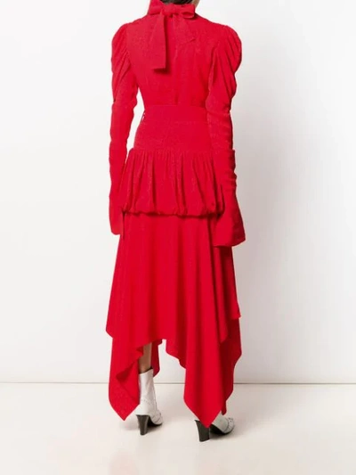 Shop Materiel Asymmetric Belted Dress In Red