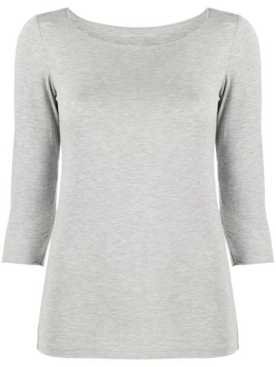 Shop Majestic Cropped Sleeves Jumper In Grey