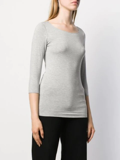 Shop Majestic Cropped Sleeves Jumper In Grey
