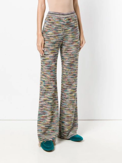 Shop Missoni Knitted Flared Trousers - Green