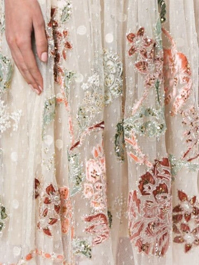 Biyan Floral Embroidered Mesh Skirt In White