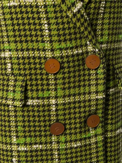 Shop Tela Fringed Hem Houndstooth Coat In Green