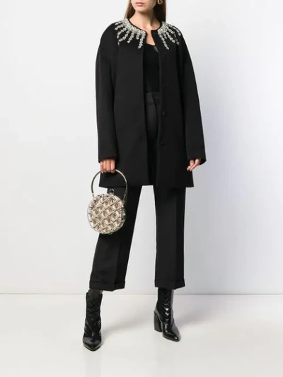 Shop Giambattista Valli Oversized Crystal-embellished Coat In Black