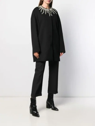 Shop Giambattista Valli Oversized Crystal-embellished Coat In Black