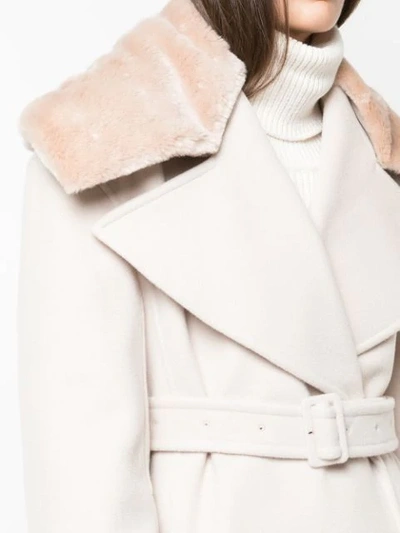 Shop Adeam Faux-fur Detail Coat In Neutrals