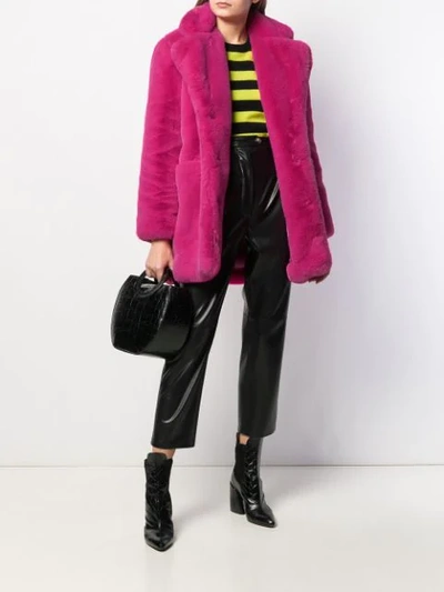 Shop Apparis Faux Fur Coat In Fucshia