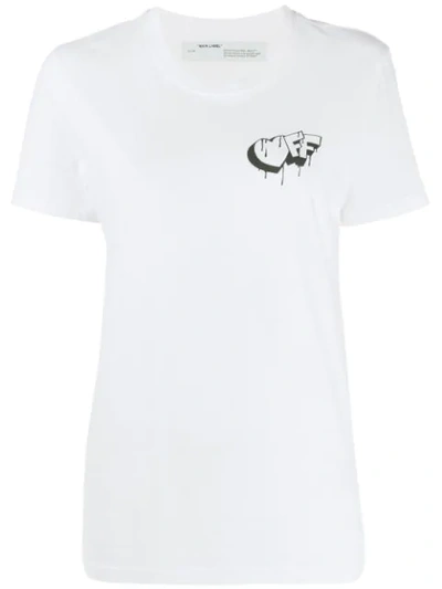 Shop Off-white Dripping Logo T-shirt In 0110 White