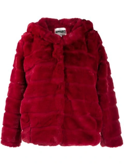 Shop Apparis Goldie Short Faux-fur Jacket In Red