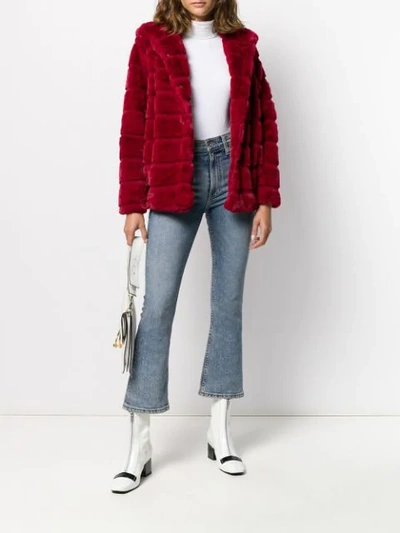 Shop Apparis Goldie Short Faux-fur Jacket In Red