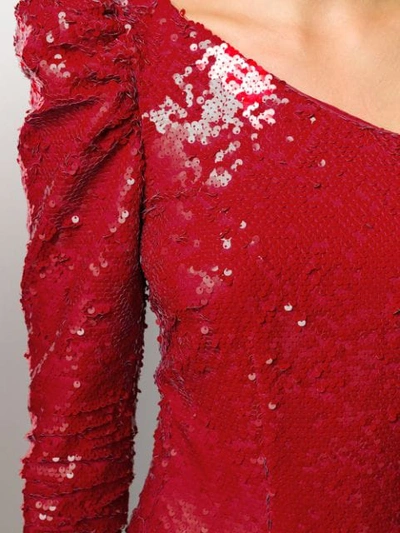 Shop Amen Sequin One-shoulder Mini Dress In Red