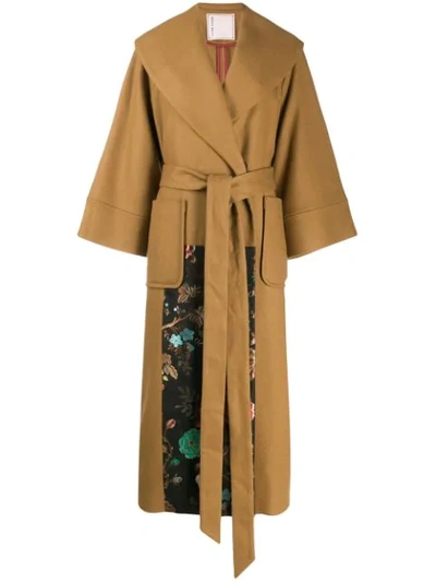 Shop Antonio Marras Floral Panel Coat In Brown