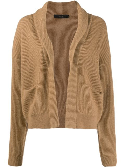 Steffen Schraut Open Front Cardigan In Brown Modesens
