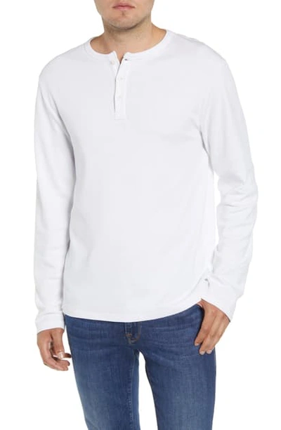Shop Frame Classic Long Sleeve Henley In Blanc