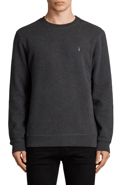 Shop Allsaints Raven Slim Fit Crewneck Sweatshirt In Charcoal Marl